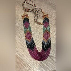 Ruby Emerald Sapphire Beads designer Necklace Natural Mix Precious stones 482 ct